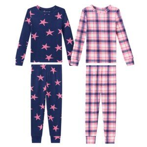 Saint Eve Kids' 4-piece Pink Star and Plaid PJ Set Size 2T